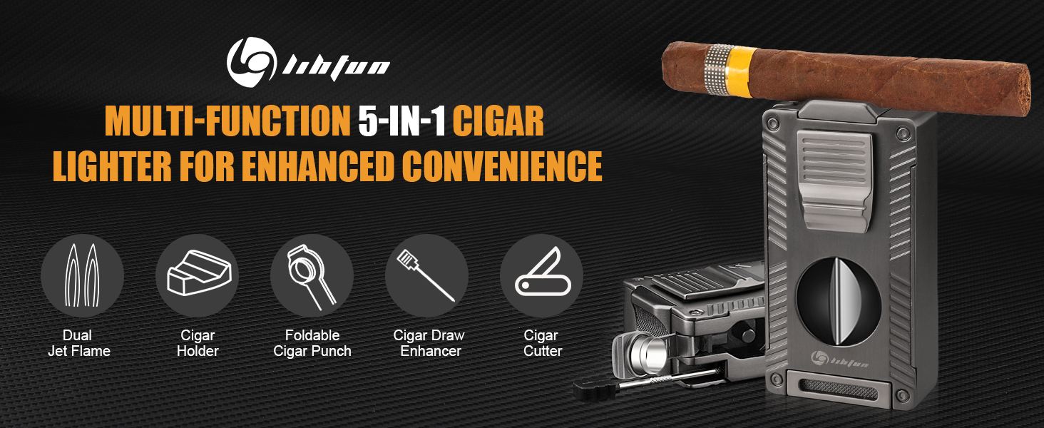 2 jet torch lighter with cigar v cutter